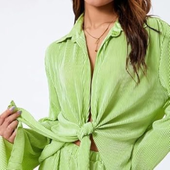 Tops - Green Women's Tie-Front Blouse